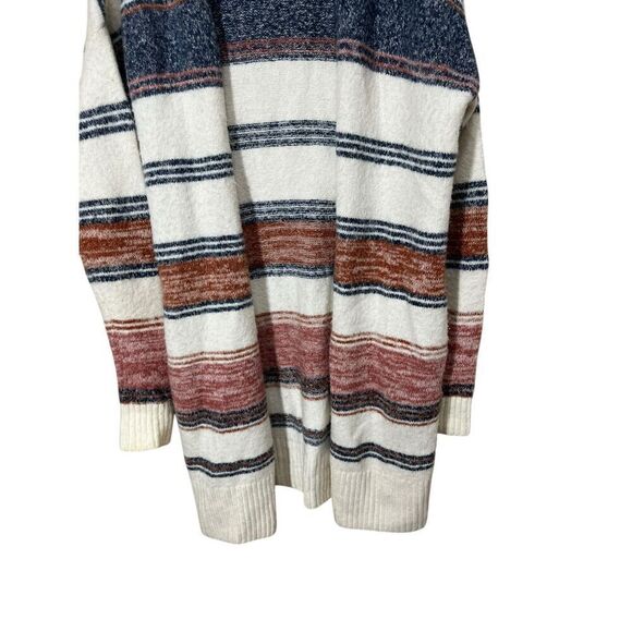 Loft Womens Open Front Long Cardigan Multicolor Stripe Pockets Size S Soft Cozy - Picture 3 of 11